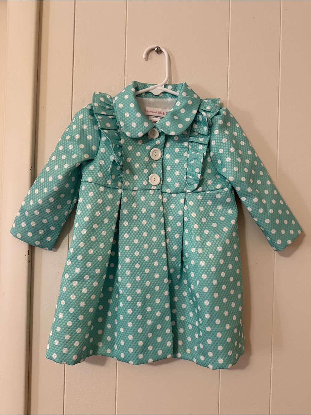 Bonnie Baby Mint Green Polka Dot Ruffle Peacoat